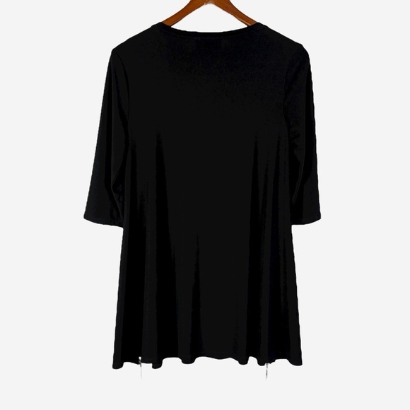 Joseph Ribkoff Zip Detail Tunic Top Size 8 Black Wrinkle Resistant 3/4 Sleeve - Picture 8 of 12